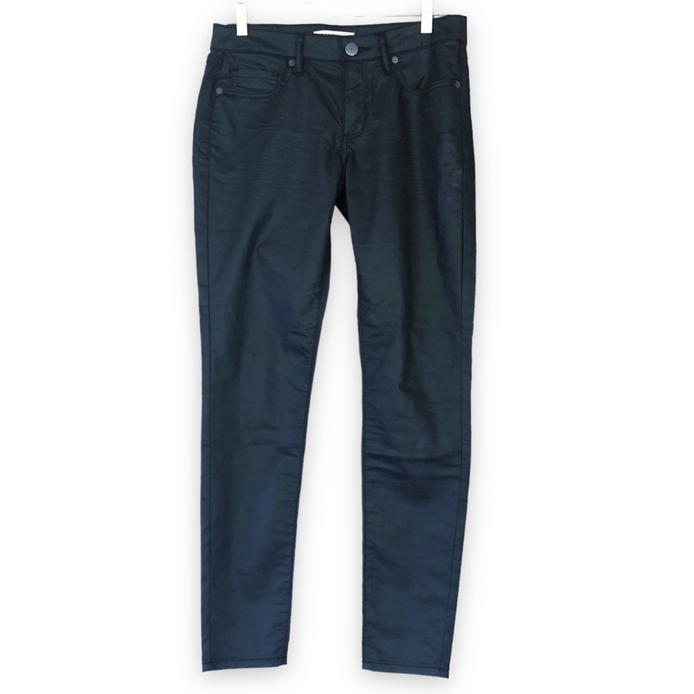 BCBG Black Wax Coated Skinny Jeans Size 27 Like New! 30 inch inseam.